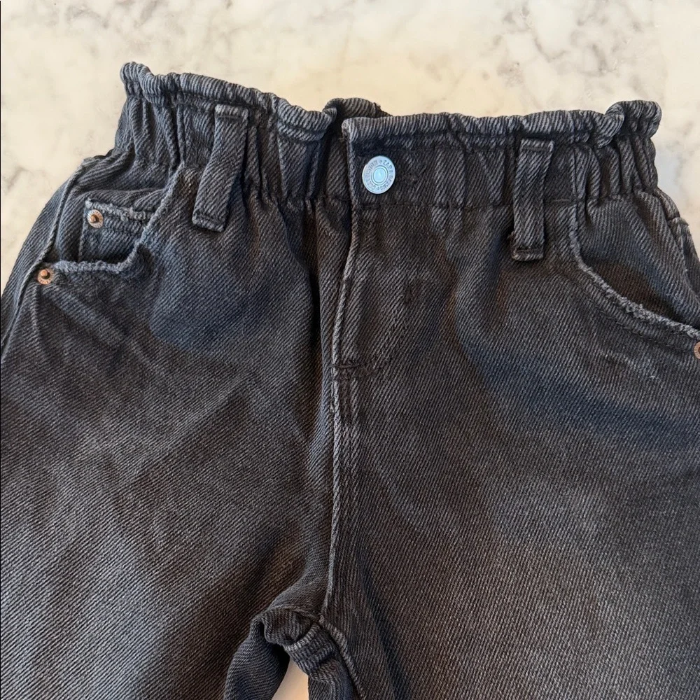 Zara Charcoal Denim Pants with Heart Pockets 3Y